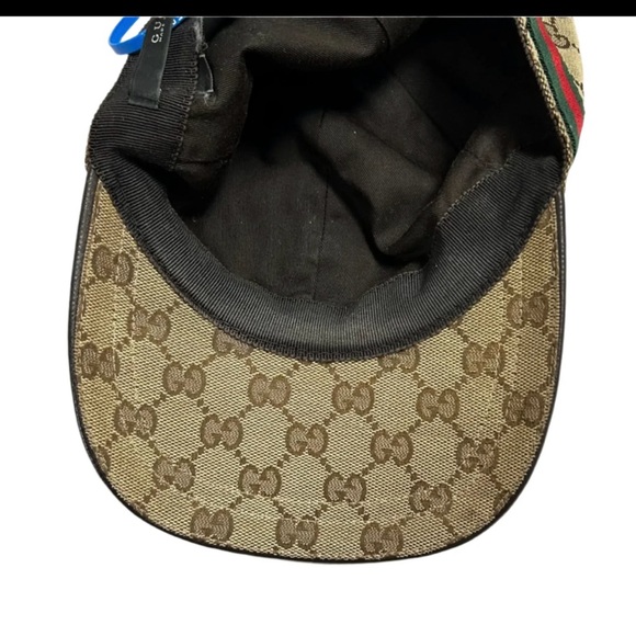 Gucci Tan Monogram Cap with Green and Red Stripe - Picture 5 of 6